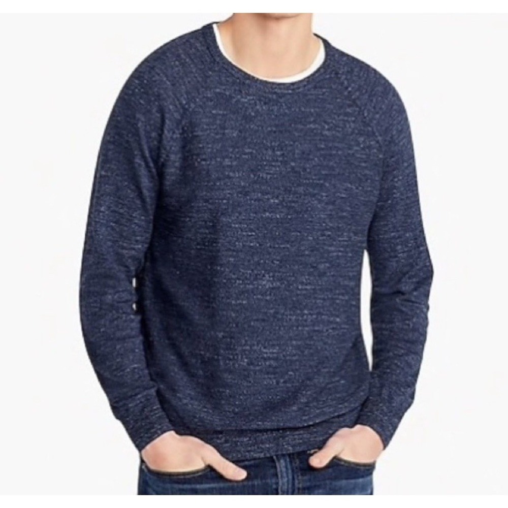 J.Crew Men's  Size Large Heather Dark Indigo 100% cotton Crewneck Sweater